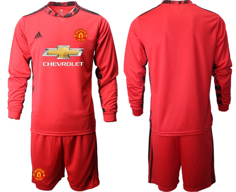 Men 2020-2021 club Manchester United red goalkeeper long sleeve Soccer Jerseys->manchester united jersey->Soccer Club Jersey
